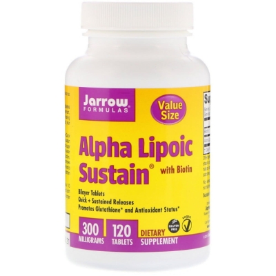 Jarrow Formulas Alpha lipoic sustain + biotin 300 mg 120 tablets / Джароу Формулас Алфа липоев систеин + биотин 300 мг 120 таблетки