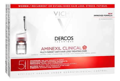 Vichy Dercos Aminexil clinical 5 anti-hair loss 21 monodoses / Виши Деркос Aminexil clinical 5 ампули против косопад за жени 21 броя
