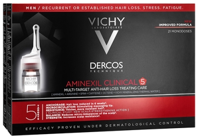 Vichy Dercos Aminexil clinical 5 anti-hair loss 21 monodoses / Виши Деркос Aminexil clinical 5 ампули против косопад за мъже 21 броя