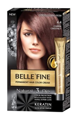 Belle'Fine hair color cream 4.4 copper chestnut / Бел Файн боя за коса 4.4 меден кестен