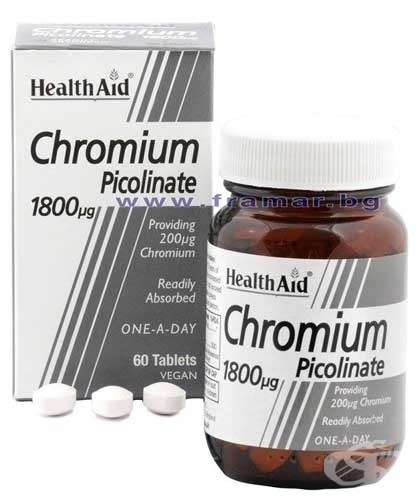 ХРОМ ПИКОЛИНАТ табл. 200 мкг. * 60 ХЕЛТ ЕЙД | Apteka24.bg
