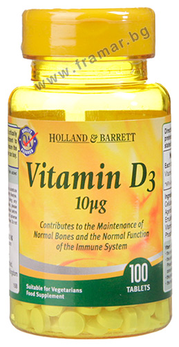 Vitamin D3 10 mcg 100 tablets Holland & Barrett / Витамин Д3 10 мкг ...