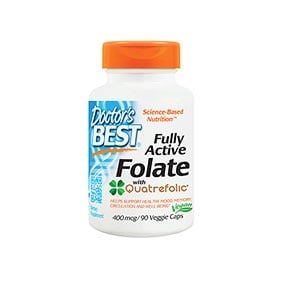 Doctor's Best Fully active folate 400 mcg. 90 veggie capsules / Доктор'с Бест Фули актив фолат 400 мкг. 90 капсули