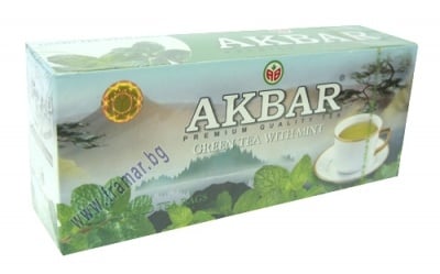 ЧАЙ АКБАР ЗЕЛЕН С МЕНТА ФИЛТЪР * 25 бр.