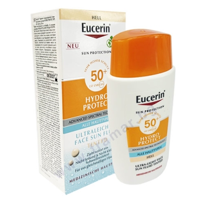 ЕУЦЕРИН ОЦВЕТЕН СЛЪНЦЕЗАЩИТЕН УЛТРА ЛЕК ФЛУИД ЗА ЛИЦЕ HYDRO PROTECT SPF 50+, СВЕТЪЛ 50 мл