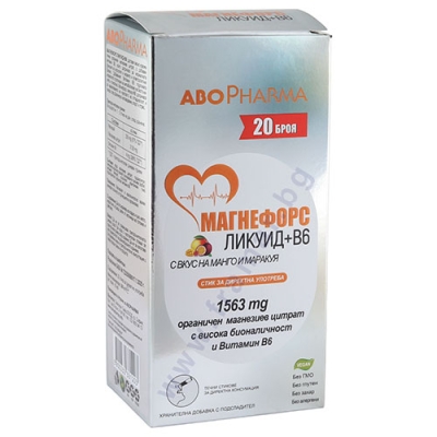 АБОФАРМА МАГНЕФОРС ЛИКУИД + В6 СТИК с вкус на манго и маракуя * 20