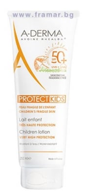 А - ДЕРМА ПРОТЕКТ СЛЪНЗЕЗАЩИТНО МЛЯКО ЗА ДЕЦА SPF 50+ 250 мл