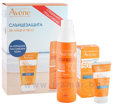 АВЕН СЛЪНЦЕЗАЩИТЕН КОМПЛЕКТ ФЛУИД SPF50+ 50 мл + СПРЕЙ SPF50+ 200 мл