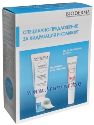 БИОДЕРМА ХИДРАБИО КОМПЛЕКТ - БИОДЕРМА ХИДРАБИО ГЕЛ-КРЕМ ЗА НОРМАЛНА КЪМ СМЕСЕНА КОЖА 40 мл + БИОДЕРМА СЕНСИБИО ОКОЛООЧЕН ГЕЛ ЗА ЧУВСТВИТЕЛНА КОЖА 15 мл