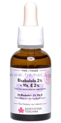 БИОФИЧИНА ТОСКАНА АНТИОКСИДАНТЕН РЕГЕНЕРИРАЩ СЕРУМ ЗА ЛИЦЕ С БИЗАБОЛОЛ 2% + ВИТАМИН E 2% 30 мл
