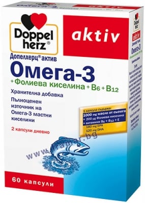 ДОПЕЛХЕРЦ ОМЕГА 3 + ФОЛИЕВА КИСЕЛИНА + ВИТАМИН B6 + ВИТАМИН B12 капсули * 60