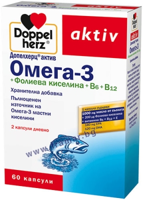 ДОПЕЛХЕРЦ ОМЕГА 3 + ФОЛИЕВА КИСЕЛИНА + ВИТАМИН B6 + ВИТАМИН B12 капсули * 60