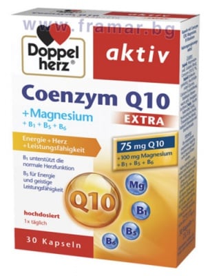 ДОПЕЛХЕРЦ АКТИВ КОЕНЗИМ Q 10 + МАГНЕЗИЙ + ВИТАМИНИ B1, B5 И B6 капсули * 30