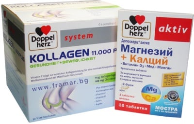 ДОПЕЛХЕРЦ КОМПЛЕКТ СИСТЕМ КОЛАГЕН флакон * 30 +  АКТИВ МАГНЕЗИЙ + КАЛЦИЙ + ВИТАМИН D3 + МЕД + МАНГАН таблетки * 10