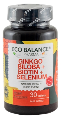 ЕКО БАЛАНС ГИНКО БИЛОБА + БИОТИН + СЕЛЕН таблетки * 30