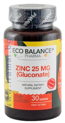 ЕКО БАЛАНС ЦИНК ГЛЮКОНАТ 25 мг таблетки * 30