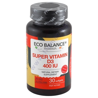 ЕКО БАЛАНС СУПЕР ВИТАМИН D3 400 IU капсули * 30