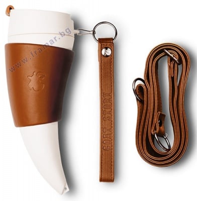 ЧАША ЗА КАФЕ EQUA КОЗИ РОГ С ЕСТЕСТВЕНА КОЖА КАФЯВА 350 мл.