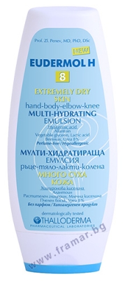ЕУДЕРМОЛ Н 8 МУЛТИ - ХИДРАТИРАЩА ЕМУЛСИЯ ЗА РЪЦЕ, ТЯЛО, ЛАКТИ И КОЛЕНА ЗА МНОГО СУХА КОЖА 200 мл.