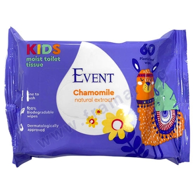 ВЛАЖНА ТОАЛЕТНА ХАРТИЯ ЕВЕНТ КИДС С ЕКСТРАКТ ОТ ЛАЙКА * 60