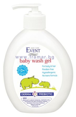 ЕВЕНТ ИЗМИВАЩ ГЕЛ ЗА БЕБЕ ЗА КОСА И ТЯЛО С ДЕРМАЛЕН ПРЕБИОТИК 400 мл.