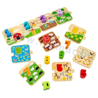 БИГДЖИГС ДЪРВЕНИ ПЛОЧКИ - ПЪЗЕЛ ЗА БРОЕНЕ ОТ 1 ДО 10