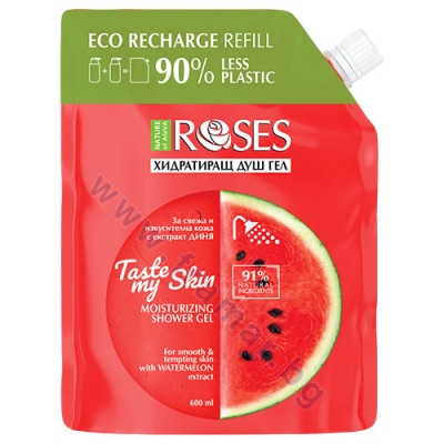 ХИДРАТИРАЩ ДУШ ГЕЛ ROSES TASTE MY SKIN С ДИНЯ - ПЪЛНИТЕЛ 600 мл NATURE OF AGIVA