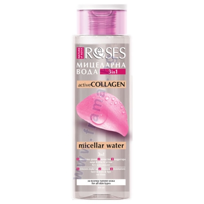 МИЦЕЛАРНА ВОДА ROSES ACTIVE COLLAGEN 3 В 1 400 мл NATURE OF AGIVA