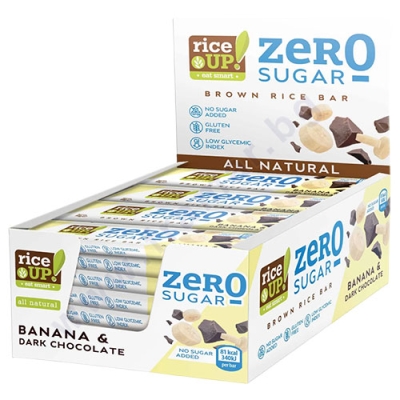 ОРИЗОВ БАР БЕЗ ДОБАВЕНА ЗАХАР ТЪМЕН ШОКОЛАД И БАНАН 18 г * 20 RICE UP!