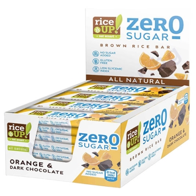ОРИЗОВ БАР БЕЗ ДОБАВЕНА ЗАХАР ТЪМЕН ШОКОЛАД И ПОРТОКАЛ 18 г * 20 RICE UP!