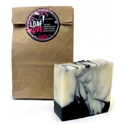 LOAF LOVE САПУН С АКТИВЕН ВЪГЛЕН И МАЛИНА 100 г BILIANA YOTOVSKA LABEL