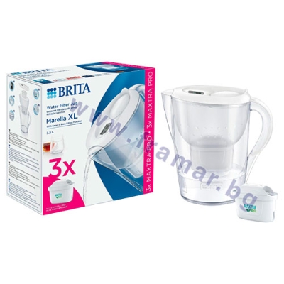 БРИТА ФИЛТРИРАЩА КАНА ЗА ВОДА MARELLA XL MEMO БЯЛА 3.5 л + 3 ФИЛТЪРА MAXTRA PRO