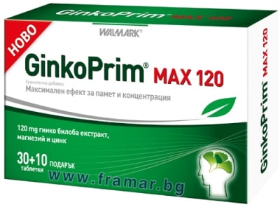 ГИНКО ПРИМ МАКС таблетки 120 мг * 30 + 10 ВАЛМАРК
