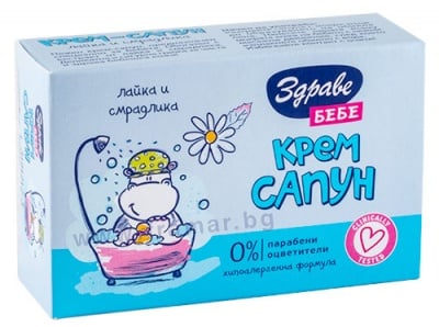 ЗДРАВЕ БЕБЕШКИ КРЕМ САПУН С ЕКСТРАКТ ОТ ЛАЙКА И СМРАДЛИКА 75 г