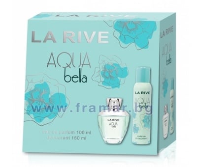 ЛА РИВ ДАМСКИ КОМПЛЕКТ AQUA BELLA - ПАРФЮМНА ВОДА 100 мл + ДЕЗОДОРАНТ 150 мл.