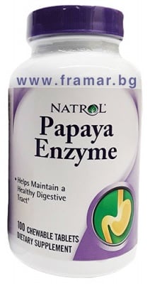 НАТРОЛ ПАПАЯ ЕНЗИМИ дъвчащи таблетки * 100