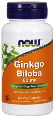 НАУ ФУДС ГИНКО БИЛОБА капсули 60 мг * 60