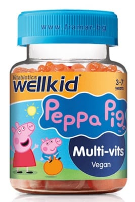 Wellkid Peppa Pig Multi-Vits 30 tablets Vitabiotics / Уелкид Пепа Пиг Мултивитамини 30 желирани таблетки Витабиотикс