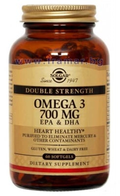 Solgar Omega 3 Double Strength 60 capsules / Солгар Омега 3 Двойна сила 60 капсули