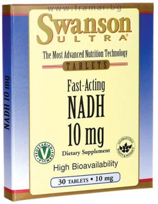 СУОНСЪН БЪРЗОДЕЙСТВАЩ NADH (НИКОТИНАМИД АДЕНИН ДИНУКЛЕОТИД ) С ВИСОКА БИОНАЛИЧНОСТ таблетки 10 мг * 30