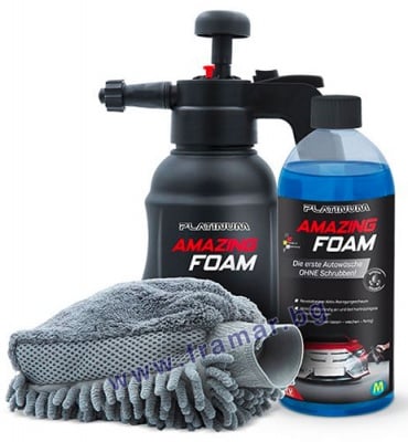 КОМПЛЕКТ PLATINUM AMAZING FOAM - ПЯНА ЗА ПОЧИСТВАНЕ НА АВТОМОБИЛИ И РЪКАВИЦА