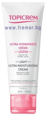 ТОПИКРЕМ ХИДРА+ УЛТРА ЛАЙТ ХИДРАТИРАЩ КРЕМ ЗА ЛИЦЕ ЗА НОРМАЛНА И ЧУВСТВИТЕЛНА КОЖА 40 мл