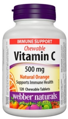 ВИТАМИН C с вкус на портокал 500 мг дъвчащи таблетки * 120 УЕБЪР НАТУРАЛС