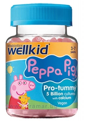 Wellkid Peppa Pig Probiotic with Calcium 30 tablets Vitabiotics / Уелкид Пепа Пиг Пробиотик с Калций 30 желирани таблетки Витабиотикс