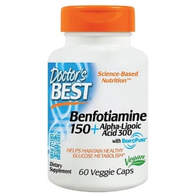 Doctor's Best Vitamin B1 (Benfotiamine) 150 + Alpha Lipoic Acid 300 60 capsules / Доктор'с Бест Витамин Б1 (Бенфотиамин) + Алфа Липоева Киселина 60 капсули