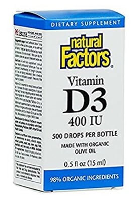 Vitamin D3 drops for kids 400 IU 15 ml Natural Factors / Витамин Д3 течен за деца 400 IU 15 мл. Натурал Факторс