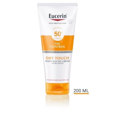 ЕУЦЕРИН OIL CONTROL DRY TOUCH СЛЪНЦЕЗАЩИТЕН ГЕЛ-КРЕМ ЗА ТЯЛО SPF50+ 200 мл