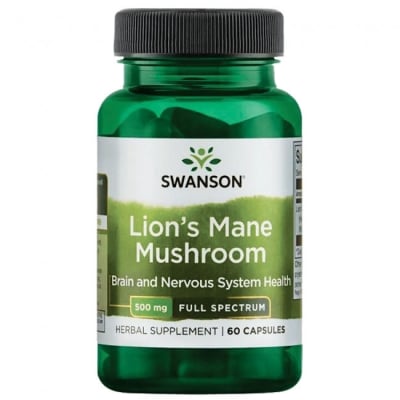 Swanson Lion`s mane mushroom 500 mg 60 capsules / Суонсън Лъвска грива фул 500 мг. 60 капсули