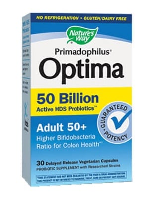 Primadophilus Optima Adult 50+ 30 capsules Nature's Way / Примадофилус Оптима пробиотик за възрастни 50+ (50 млрд. активни пробиотици) 30 капсули Nature's Way