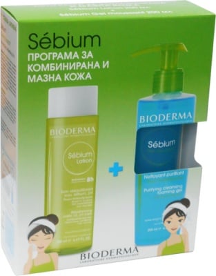 Bioderma Set Sebium Rebalansing lotion 200 ml. +  Gel moussant 200 ml. / Биодерма Себиум Комплект Балансиращ лосион 200 мл. + Измиващ гел 200 мл.